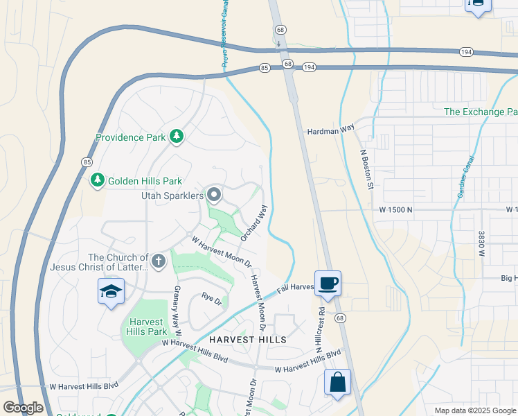 map of restaurants, bars, coffee shops, grocery stores, and more near 2392 Orchard Way in Saratoga Springs