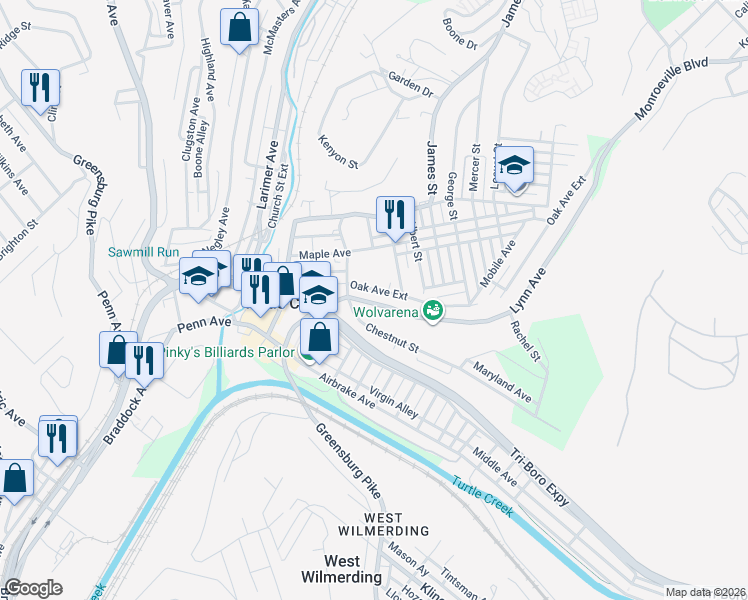 map of restaurants, bars, coffee shops, grocery stores, and more near 1006 Lynn Avenue in Turtle Creek
