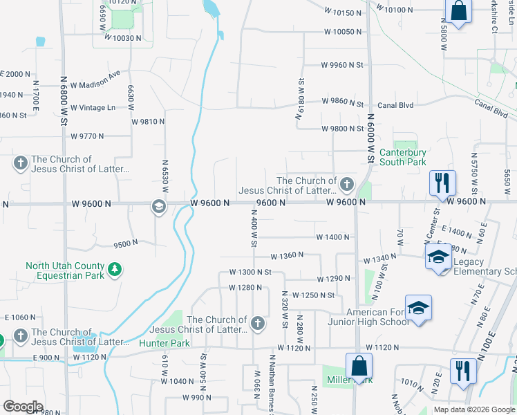 map of restaurants, bars, coffee shops, grocery stores, and more near 1484 North 400 West Street in American Fork