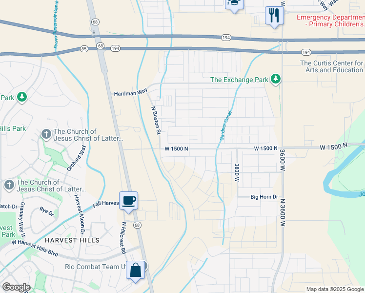 map of restaurants, bars, coffee shops, grocery stores, and more near 4126 West 1530 North in Lehi