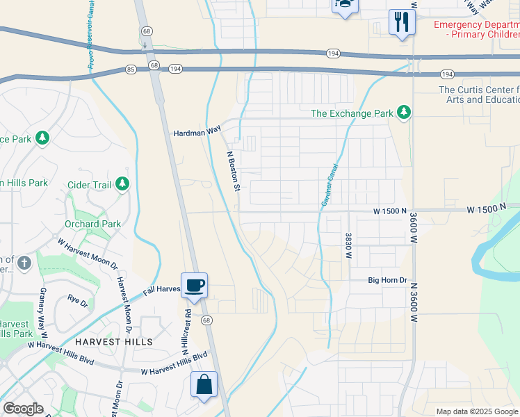 map of restaurants, bars, coffee shops, grocery stores, and more near 4174 West 1530 North in Lehi