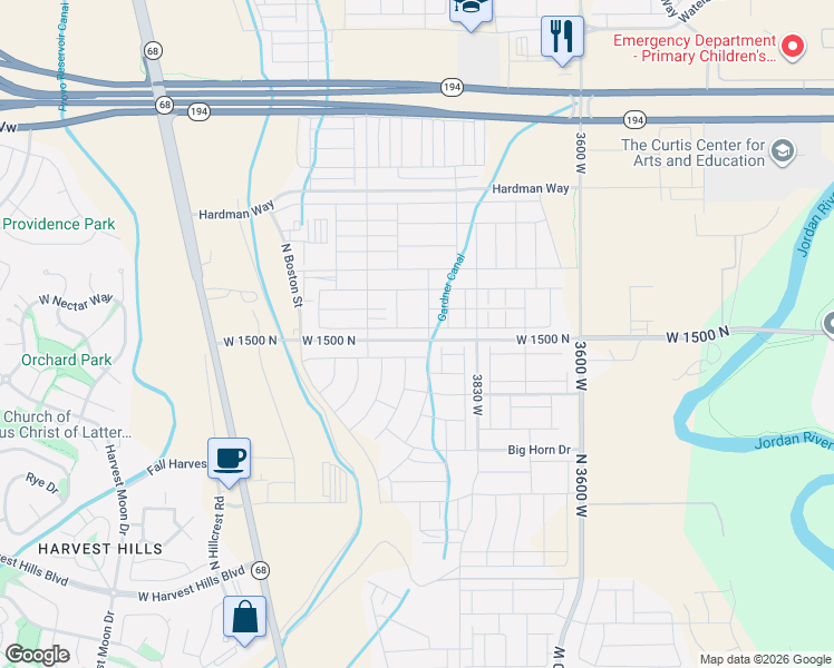 map of restaurants, bars, coffee shops, grocery stores, and more near 9320 North 10400 West in Lehi