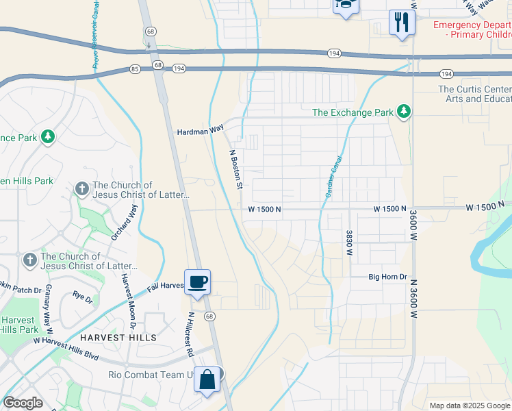map of restaurants, bars, coffee shops, grocery stores, and more near 4174 West 1530 North in Lehi