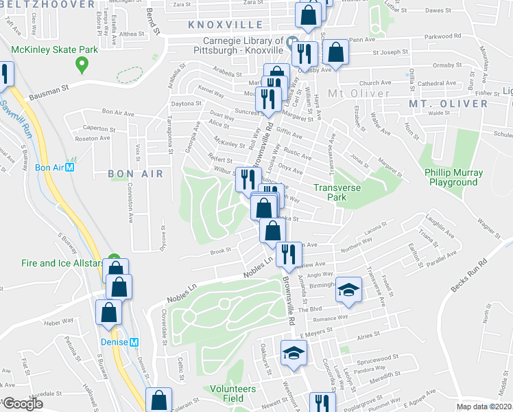 map of restaurants, bars, coffee shops, grocery stores, and more near 18 Cedricton Street in Pittsburgh