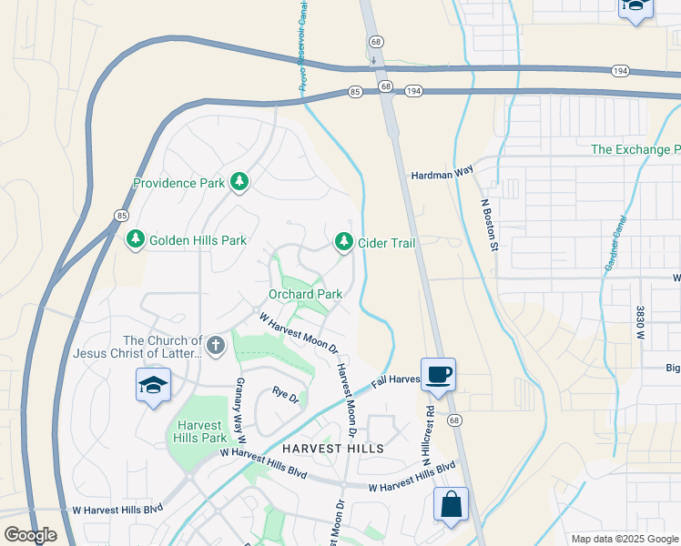 map of restaurants, bars, coffee shops, grocery stores, and more near 2422 North Cider Place in Saratoga Springs