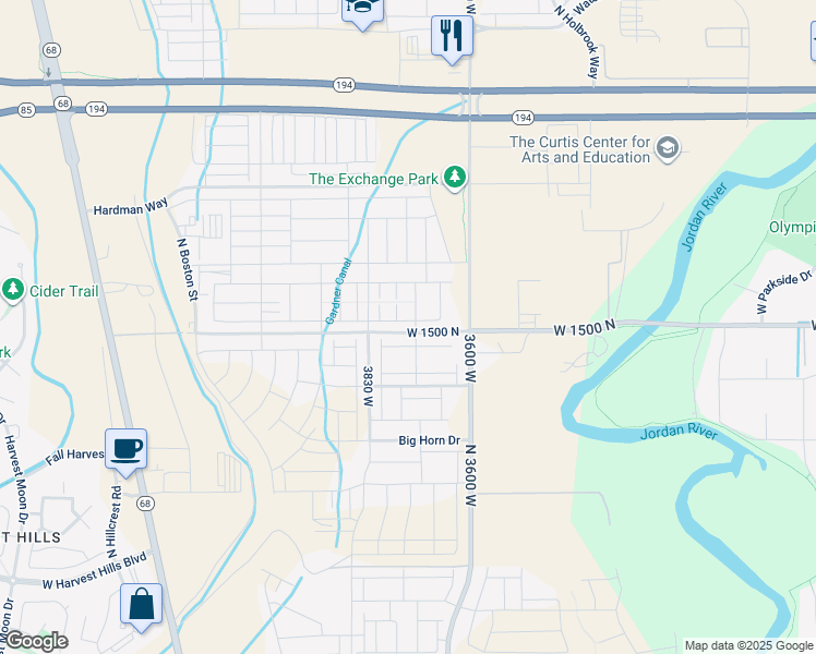map of restaurants, bars, coffee shops, grocery stores, and more near 3727 West 1530 North in Eagle Mountain