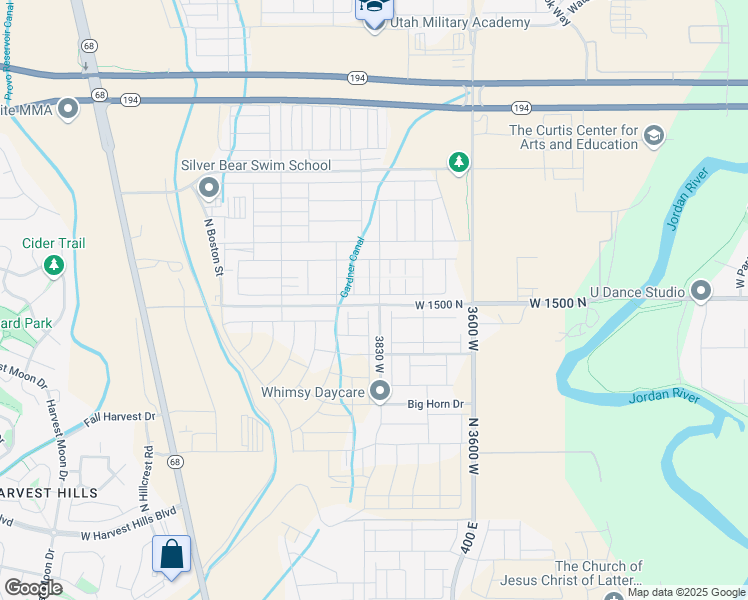 map of restaurants, bars, coffee shops, grocery stores, and more near 3843 West 1530 North in Lehi