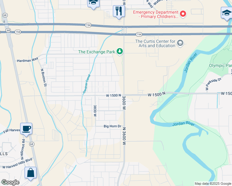 map of restaurants, bars, coffee shops, grocery stores, and more near 3647 West 1530 North in Lehi