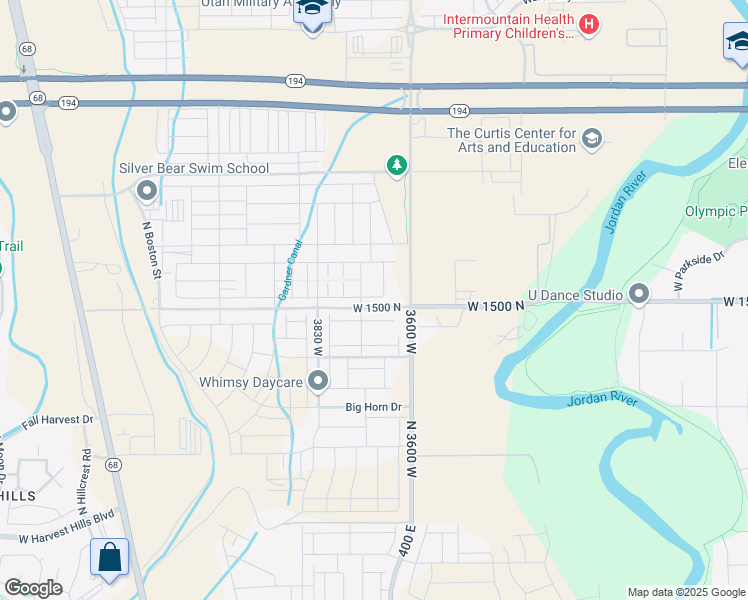 map of restaurants, bars, coffee shops, grocery stores, and more near 3727 West 1530 North in Lehi