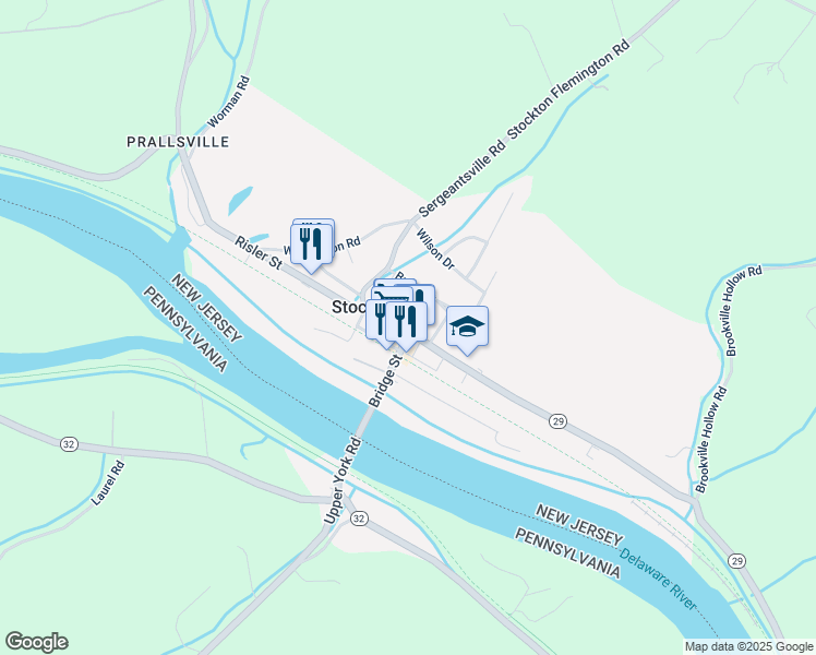 map of restaurants, bars, coffee shops, grocery stores, and more near 14 Bridge Street in Stockton