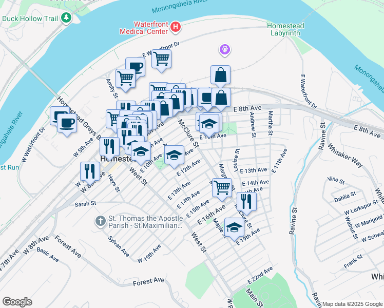 map of restaurants, bars, coffee shops, grocery stores, and more near 313 East 12th Avenue in Homestead
