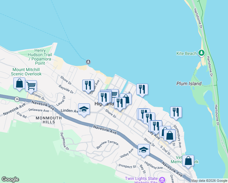 map of restaurants, bars, coffee shops, grocery stores, and more near 11 Cheerful Place in Highlands