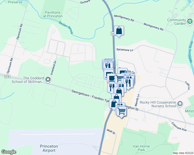 map of restaurants, bars, coffee shops, grocery stores, and more near 108 Village Drive in Montgomery