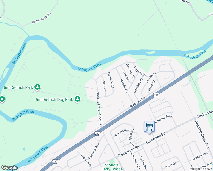 map of restaurants, bars, coffee shops, grocery stores, and more near 1009 Helm Lane in Reading