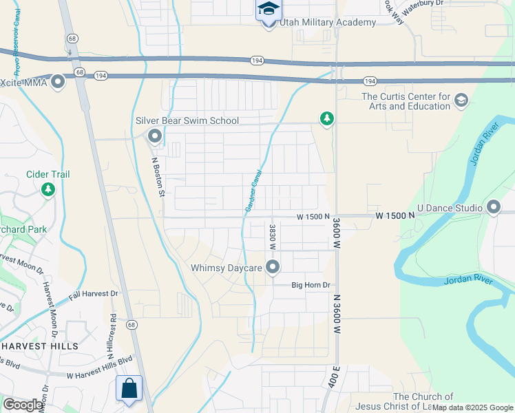 map of restaurants, bars, coffee shops, grocery stores, and more near 1538 North 3890 West in Lehi