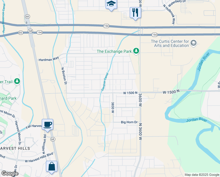 map of restaurants, bars, coffee shops, grocery stores, and more near 1453 North 3860 West in Eagle Mountain