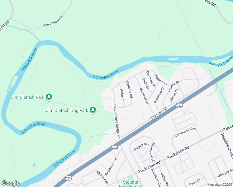 map of restaurants, bars, coffee shops, grocery stores, and more near 5115 Stoudts Ferry Bridge Road in Reading