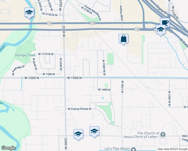 map of restaurants, bars, coffee shops, grocery stores, and more near 1988 West 1500 North in Lehi
