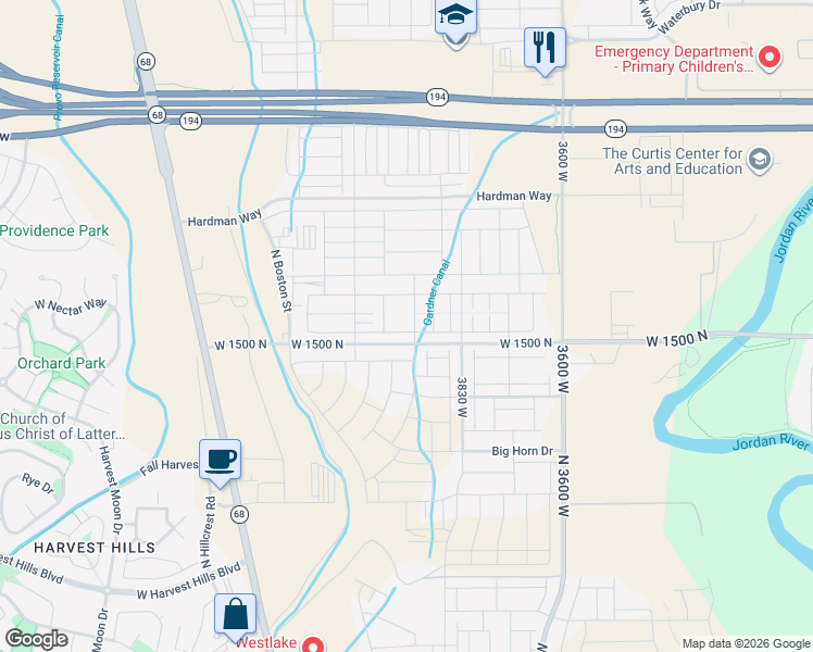 map of restaurants, bars, coffee shops, grocery stores, and more near 3972 West 1530 North in Lehi