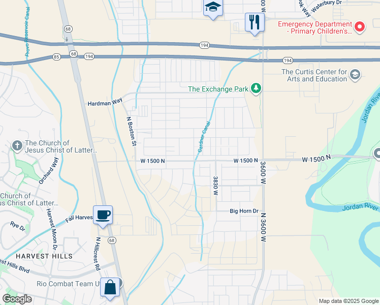 map of restaurants, bars, coffee shops, grocery stores, and more near 3972 West 1530 North in Lehi