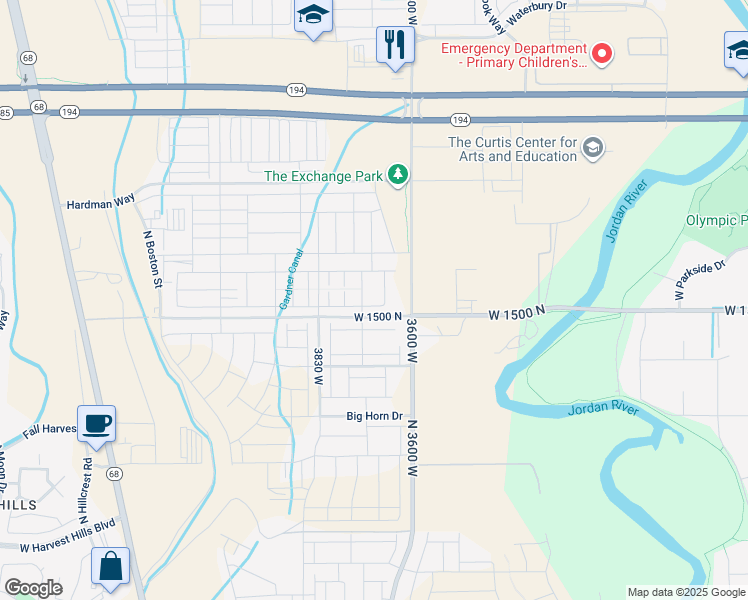 map of restaurants, bars, coffee shops, grocery stores, and more near 1623 North 3700 West in Lehi