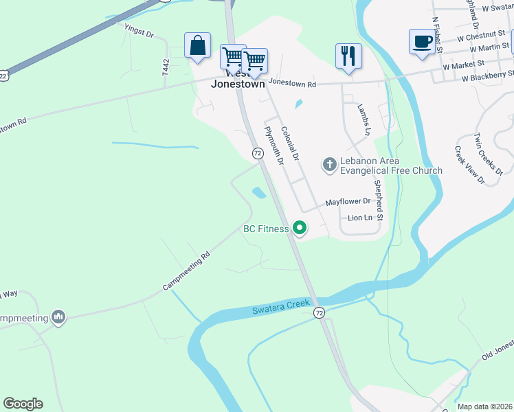 map of restaurants, bars, coffee shops, grocery stores, and more near 2362 Highway 72 in Jonestown