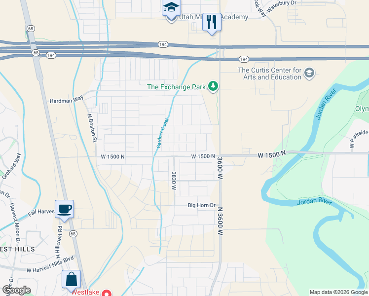 map of restaurants, bars, coffee shops, grocery stores, and more near 1570 North 3790 West in Lehi