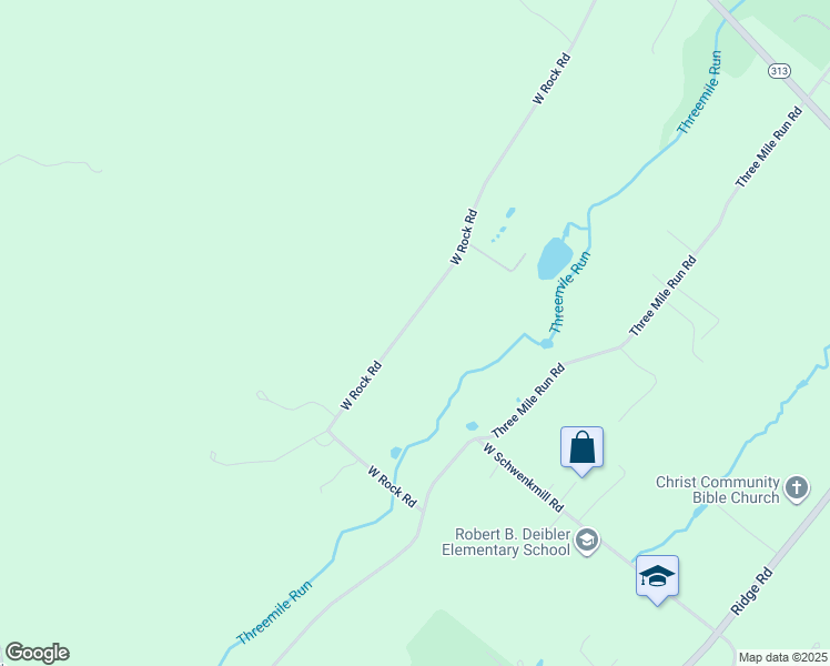 map of restaurants, bars, coffee shops, grocery stores, and more near 1707 West Rock Road in Perkasie