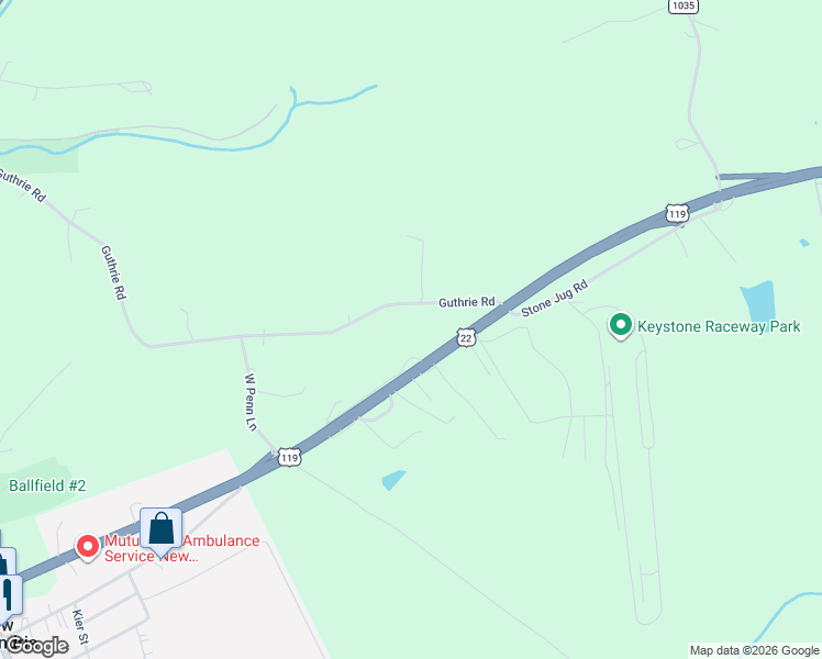 map of restaurants, bars, coffee shops, grocery stores, and more near 145 Guthrie Road in New Alexandria