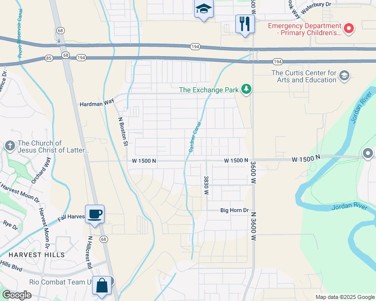map of restaurants, bars, coffee shops, grocery stores, and more near 1709 North 3830 West in Lehi