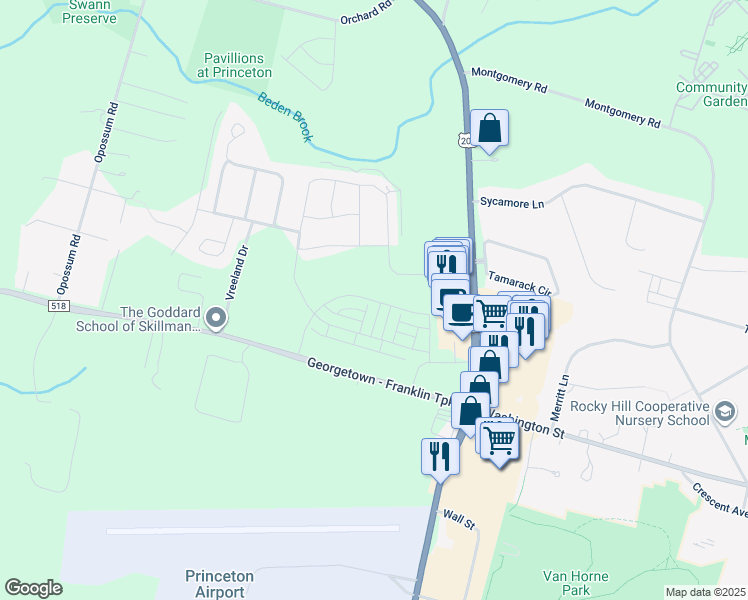 map of restaurants, bars, coffee shops, grocery stores, and more near 17 Research Way in Princeton