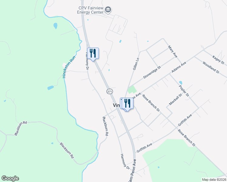 map of restaurants, bars, coffee shops, grocery stores, and more near 2766 William Penn Ave in Johnstown