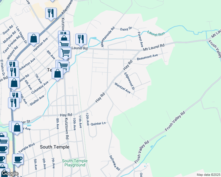 map of restaurants, bars, coffee shops, grocery stores, and more near 1302 Hay Road in Temple