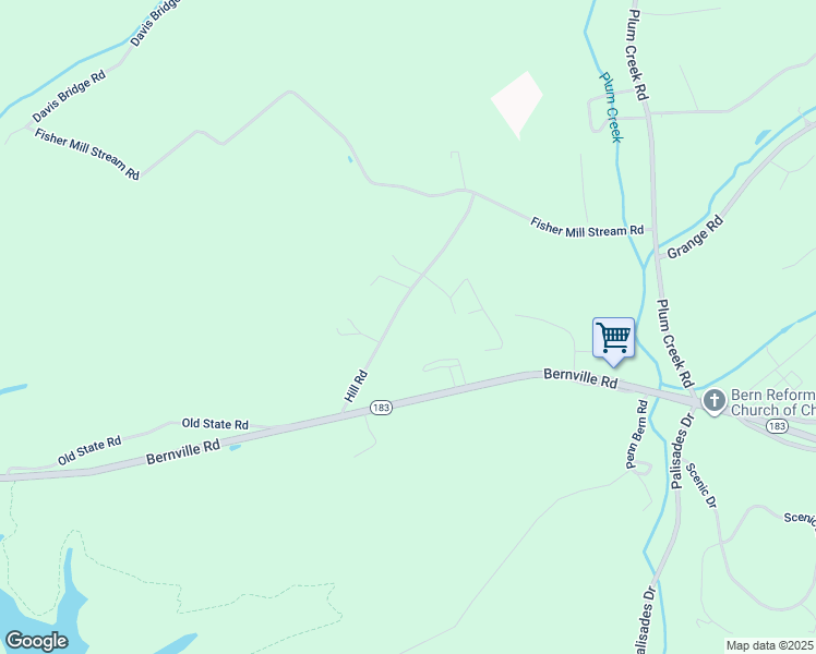 map of restaurants, bars, coffee shops, grocery stores, and more near 55 Hill Road in Bernville