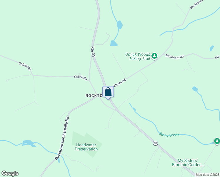 map of restaurants, bars, coffee shops, grocery stores, and more near 150 Rocktown Road in East Amwell Township