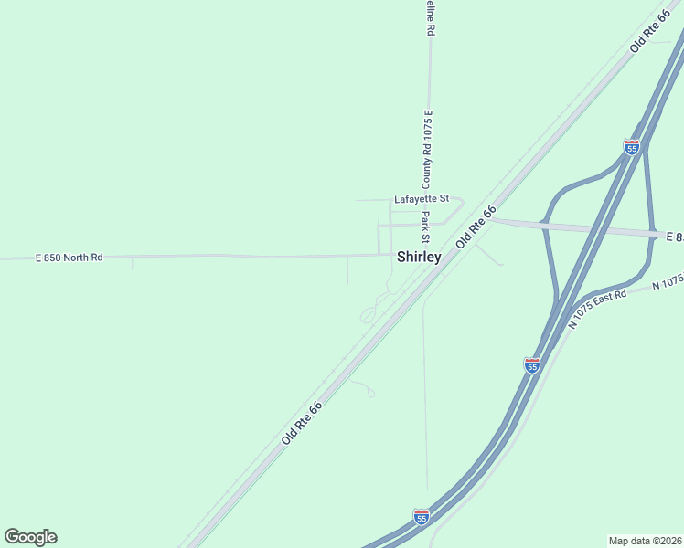 map of restaurants, bars, coffee shops, grocery stores, and more near 8428 County Road 1060 East in Shirley