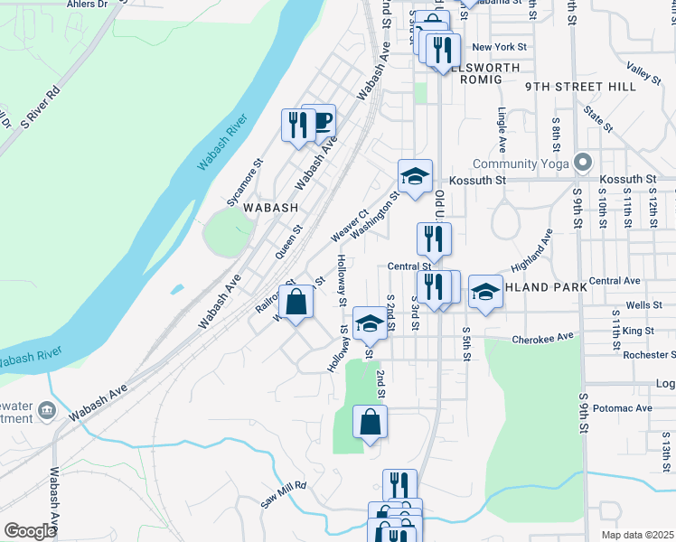 map of restaurants, bars, coffee shops, grocery stores, and more near 934 Holloway Street in Lafayette