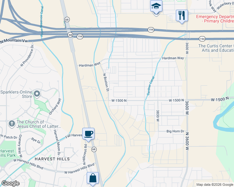 map of restaurants, bars, coffee shops, grocery stores, and more near 4203 West 1630 North in Lehi