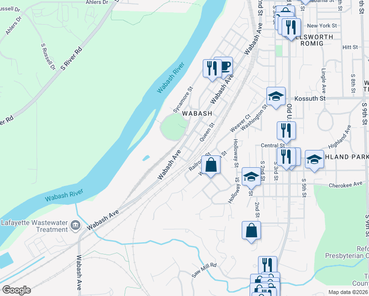 map of restaurants, bars, coffee shops, grocery stores, and more near 1303 Nealy Street in Lafayette