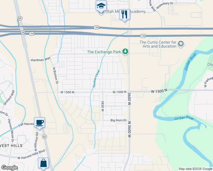 map of restaurants, bars, coffee shops, grocery stores, and more near 1570 North 3790 West in Lehi