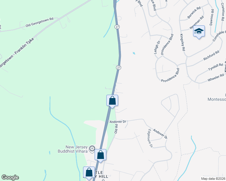 map of restaurants, bars, coffee shops, grocery stores, and more near 4185 Lincoln Highway in Princeton