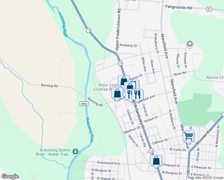 map of restaurants, bars, coffee shops, grocery stores, and more near 8 Stump Street in Mount Vernon