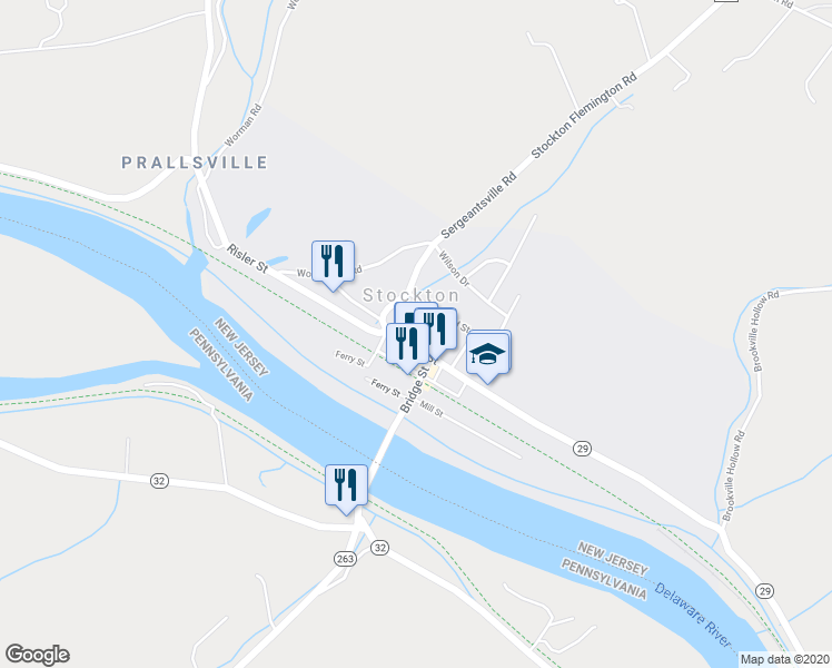 map of restaurants, bars, coffee shops, grocery stores, and more near 10 Broad Street in Stockton