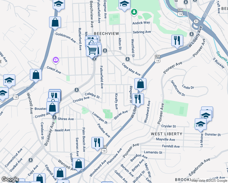 map of restaurants, bars, coffee shops, grocery stores, and more near 736 Alturia Street in Pittsburgh