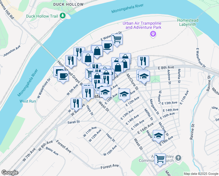 map of restaurants, bars, coffee shops, grocery stores, and more near 221 East 9th Avenue in Homestead