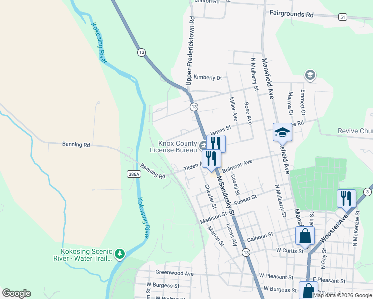 map of restaurants, bars, coffee shops, grocery stores, and more near 8 Stump Street in Mount Vernon