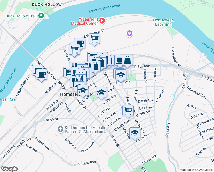 map of restaurants, bars, coffee shops, grocery stores, and more near 336 East 10th Avenue in Homestead