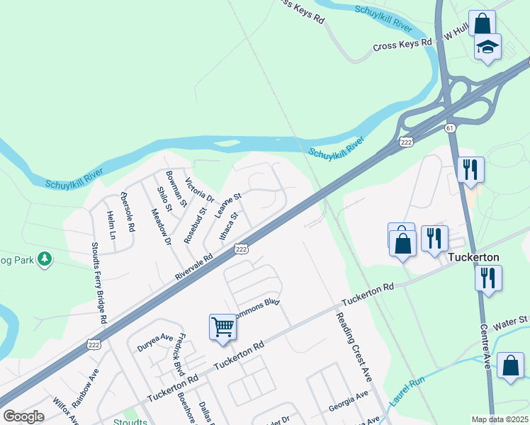 map of restaurants, bars, coffee shops, grocery stores, and more near 1020 Saint Vincent Court in Reading