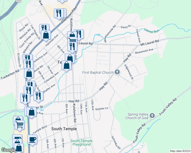map of restaurants, bars, coffee shops, grocery stores, and more near 4520 Commerce Street in Temple