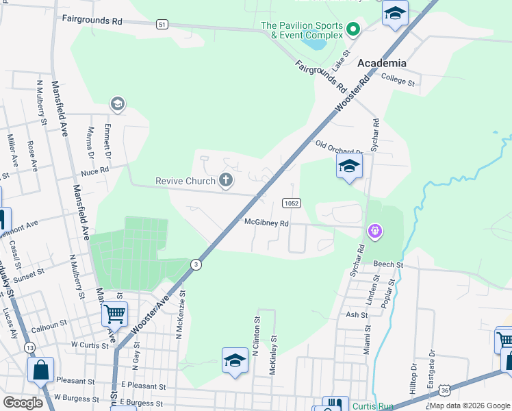 map of restaurants, bars, coffee shops, grocery stores, and more near 336 Ohio 3 in Mount Vernon